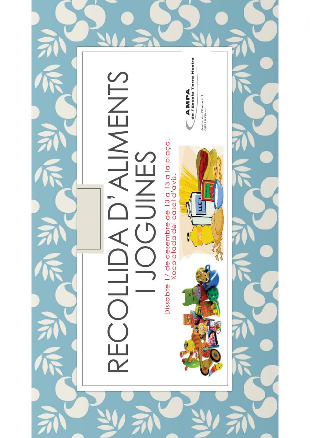 Xocolatada solidària i recollida d'aliments i joguines 